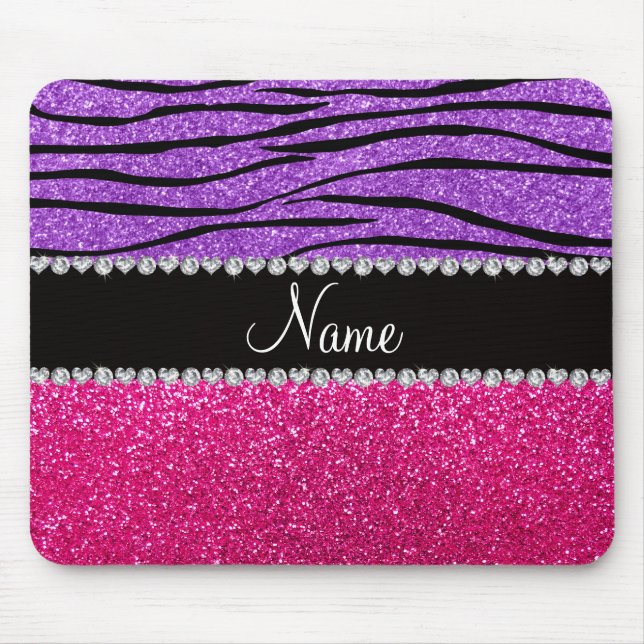 Mousepad Tira roxa pastel da zebra do brilho cor-de-rosa (Frente)