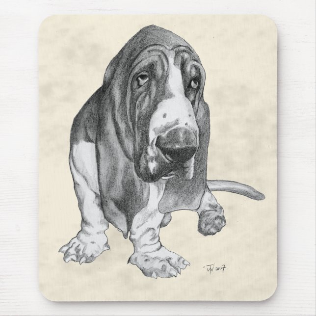 Mousepad Tiragem de Basset Hound (Frente)