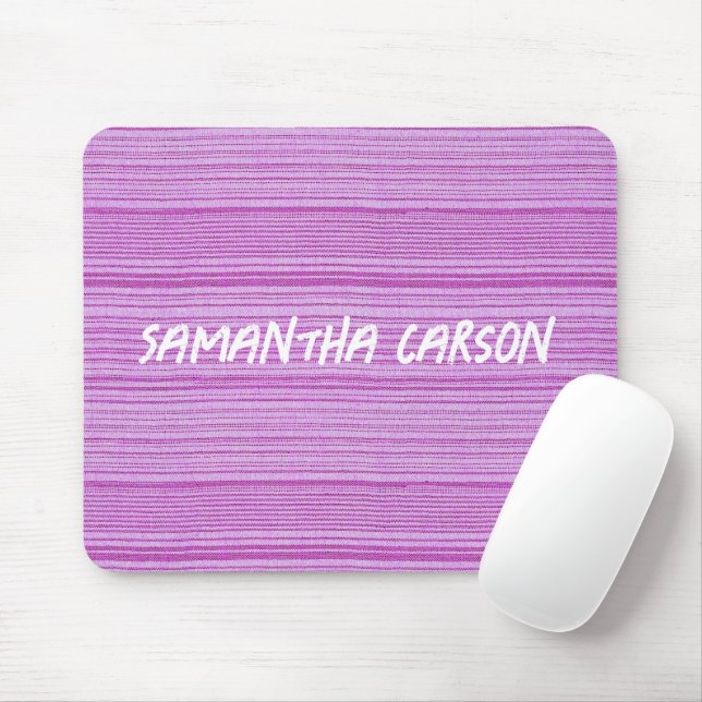 Mousepad Tiras cor-de-rosa com nome personalizado (Com mouse)