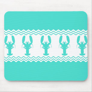 Mousepad Tiras de lagosta Branca de Turquesa