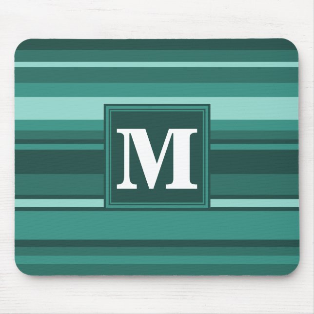 Mousepad Tiras de teal monograma (Frente)