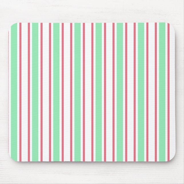 Mousepad Tiras doces brancas, cor-de-rosa e brancas (Frente)