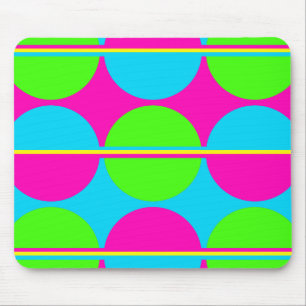 Mousepad Tiras dos círculos do Teal Rosa Quente do Verde l