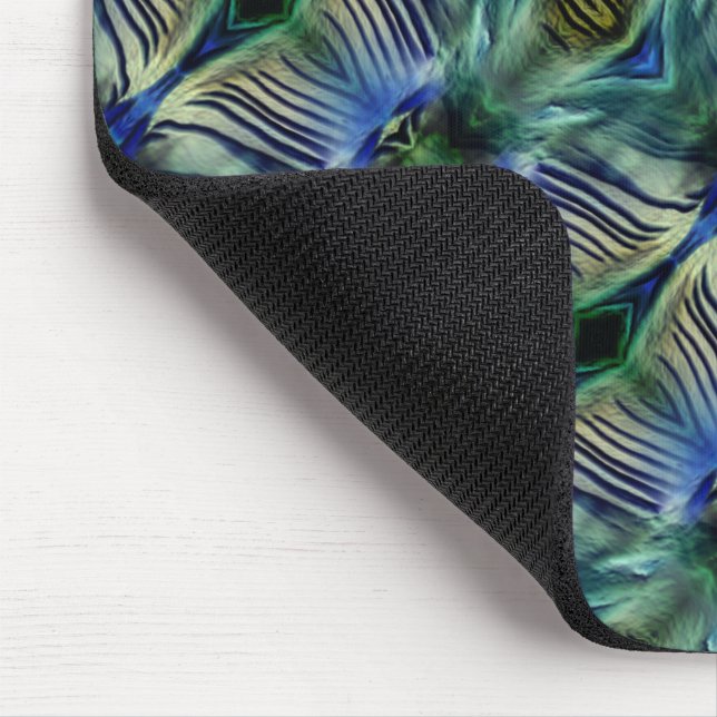 Mousepad Tiras transversais curvas, em verde e azul (Canto)