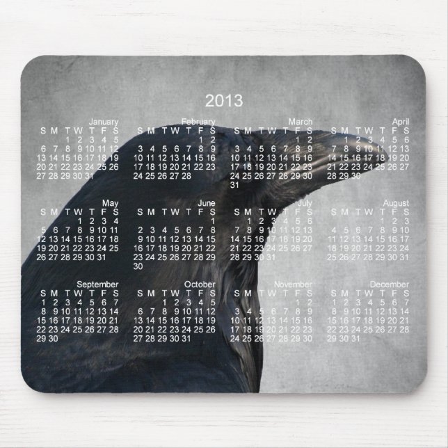 Mousepad Tiro do encanto do corvo; Calendário 2013 (Frente)
