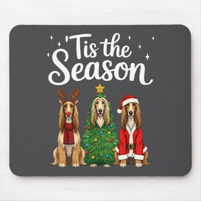 Mousepad Tis The Season Afghan Hound Christmas Santa Dog Lo (Frente)