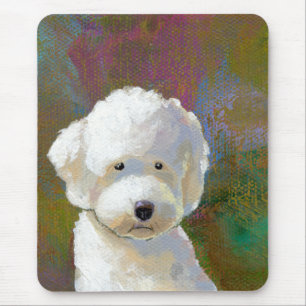 Mousepad Titulado: Estou Pensando Nisso - cachorro branco a