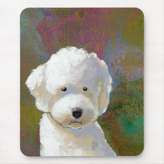 Mousepad Titulado: Estou Pensando Nisso - cachorro branco a (Frente)