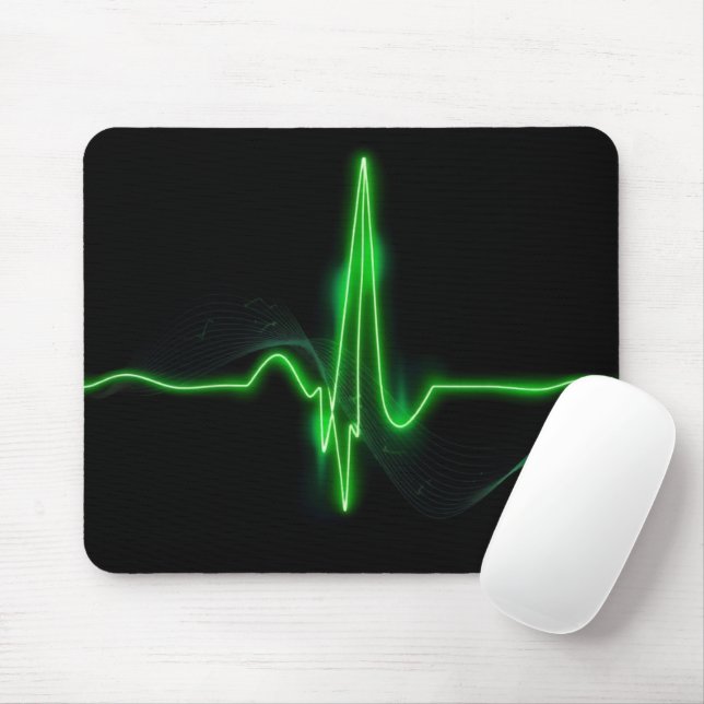 Mousepad Título: Abstrato de Pulso de Pulso de Pulso Verde  (Com mouse)