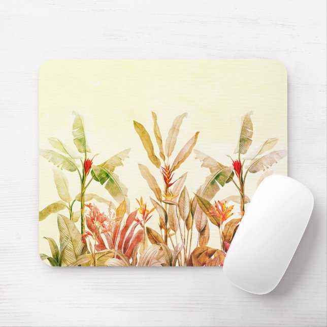 Mousepad Toalha de Mouse de Aquarela Botânica Tropical (Com mouse)