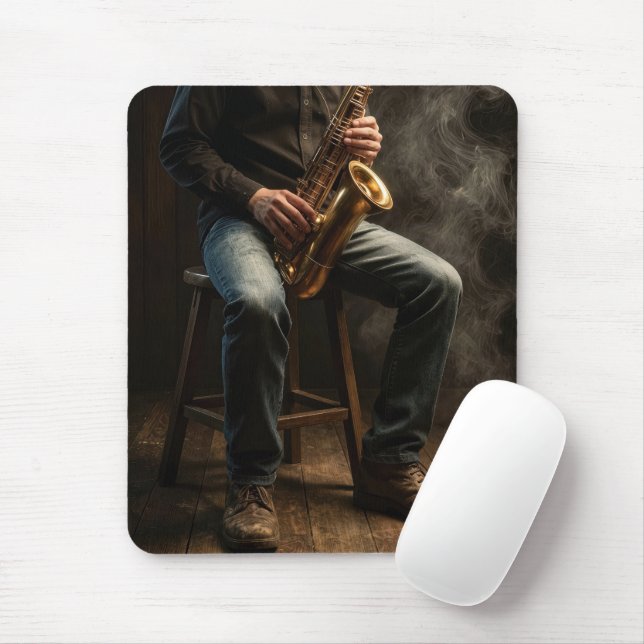 Mousepad Toca Saxofone em uma Sala Cheia de Fumaça (Com mouse)