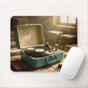 Mousepad Tocador de Vinil Portátil Vintage com Vinil 