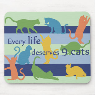 Mousepad Toda Vida Merece 9 Gatos Engraçados Cotação De