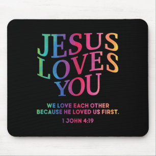 Mousepad Toddler Jesus ama você, cristão branco, filho