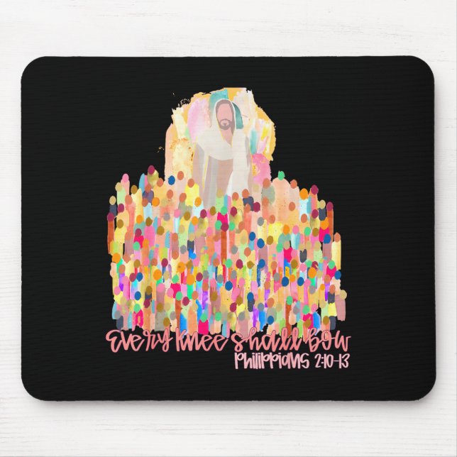 Mousepad Todo Joelho Se Dobrará Versículo Bíblico Cristão J (Frente)
