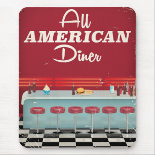 Mousepad Todo o poster retro do comensal americano