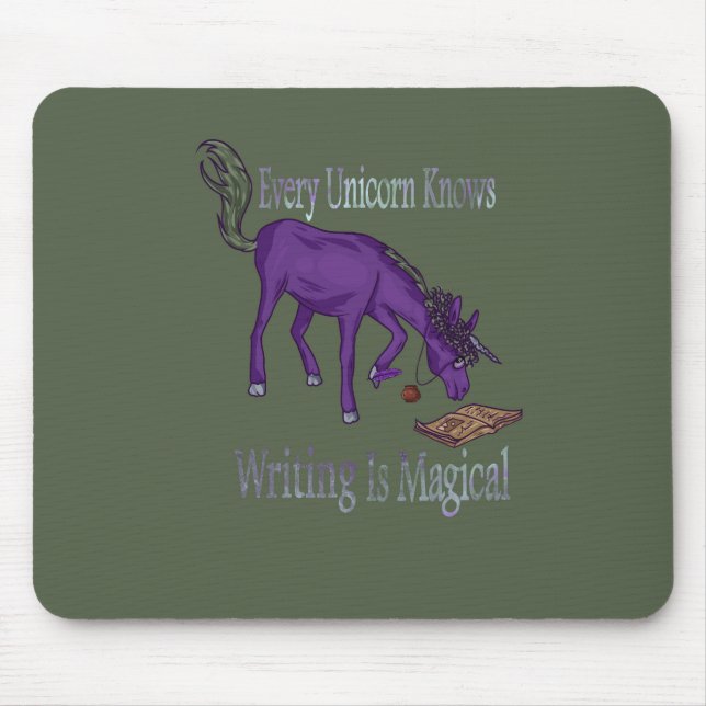 Mousepad Todo Unicórnio Sabe Que Escrevendo É Mágico (Frente)