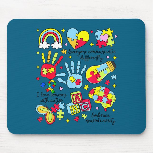 Mousepad Todos comunicam de forma diferente consciência do  (Frente)