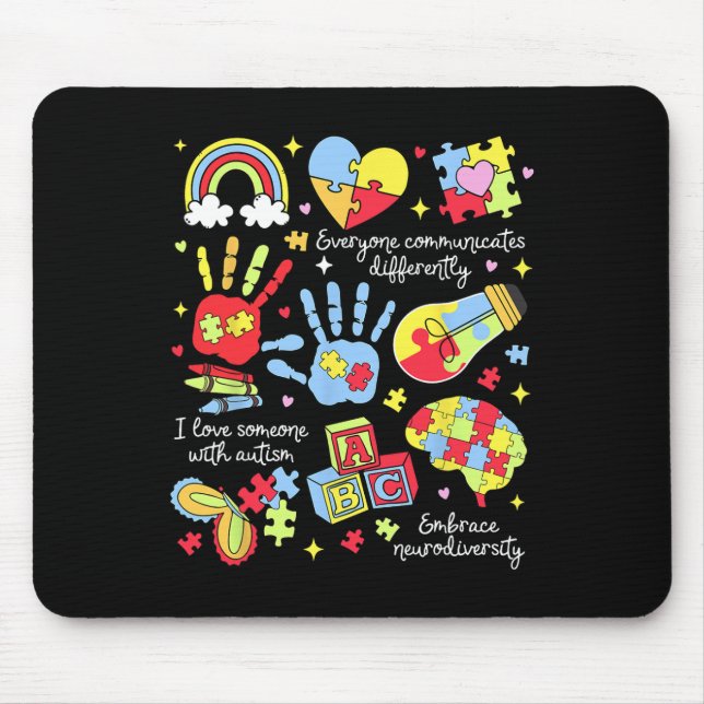 Mousepad Todos Comunicam Diferentemente Autismo Espalhado E (Frente)