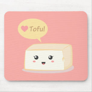 Mousepad Tofu kawaii pedindo às pessoas para amar tofu