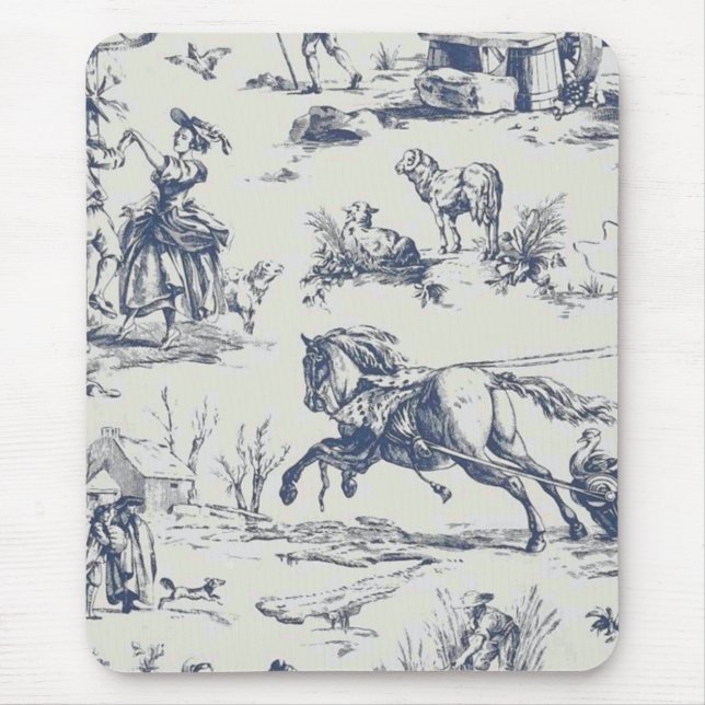 Mousepad Toile de Jouy bleue (Frente)