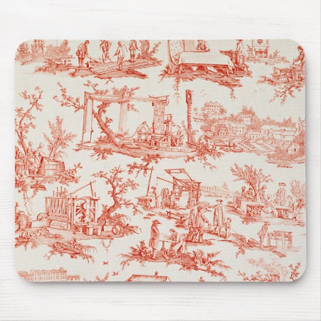 Mousepad Toile de Jouy, ilustrando os processos de manuf (Frente)