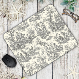 Mousepad Tóile de jouy preto Elegante