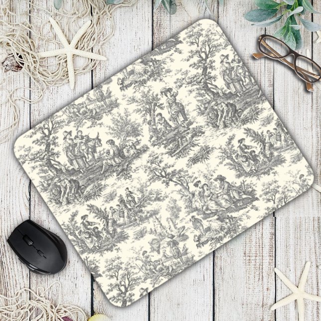 Mousepad Tóile de jouy preto Elegante (Criador carregado)