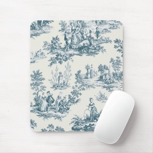 Mousepad Tóile de jouy sage verde elegante (Com mouse)