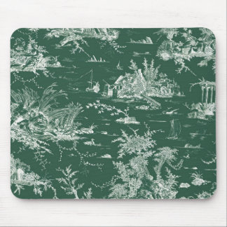Mousepad Toile de Jouy verte