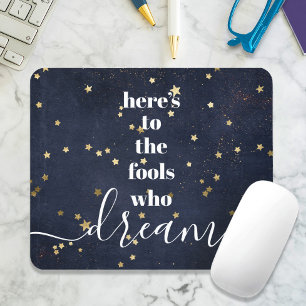 Mousepad "Tolos que sonham" Cita Douradas estrelas Marinho 
