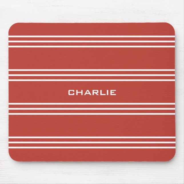 Mousepad Tomate Red Stripes monograma personalizado (Frente)