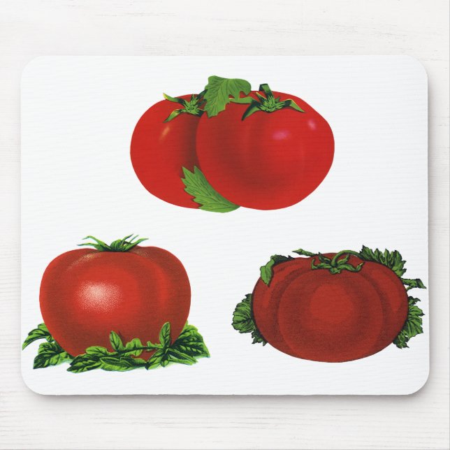 Mousepad Tomates Vermelhos Maduros Vintage Comida, Frutas,  (Frente)