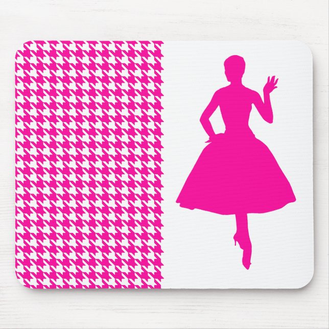 Mousepad Tonelada moderna rosa com silhueta de moda (Frente)
