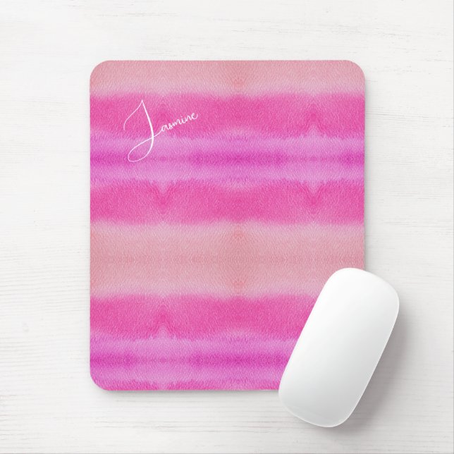 Mousepad Tons Pastéis De Rosa Monograma Aquarela (Com mouse)