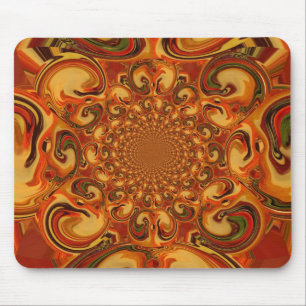 Mousepad Tons verdes, cor de laranja, castanho e Abstrato