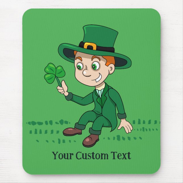 Mousepad Toon leprechaun bonito com shamrock e arco-íris (Frente)