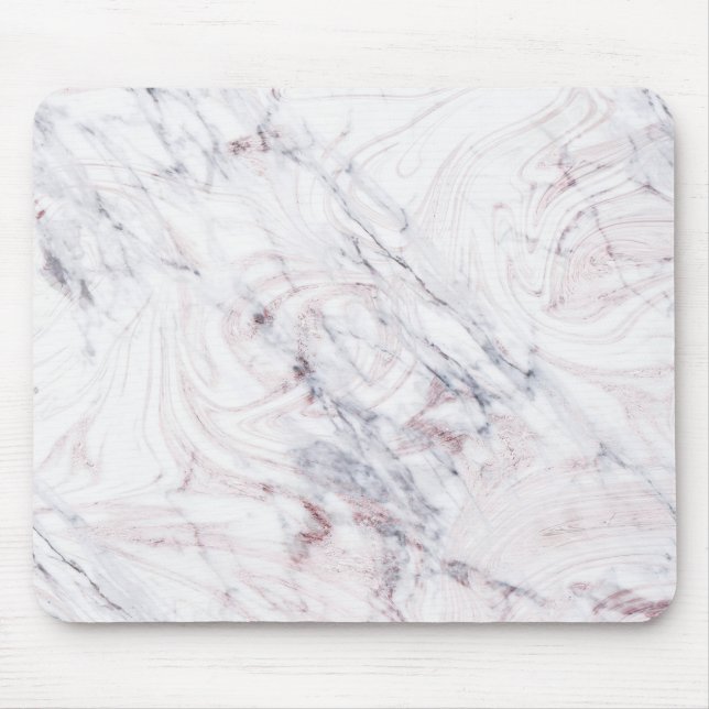 Mousepad Toque de Rosa Branco Cinza Mármore Remoinho Chic M (Frente)