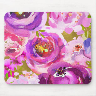 Mousepad Toques de Rosa & Roxo Floral Vibrante