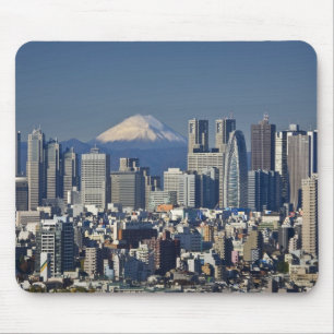 Mousepad Tóquio, panorama do distrito de Shinjuku, Monte Fu