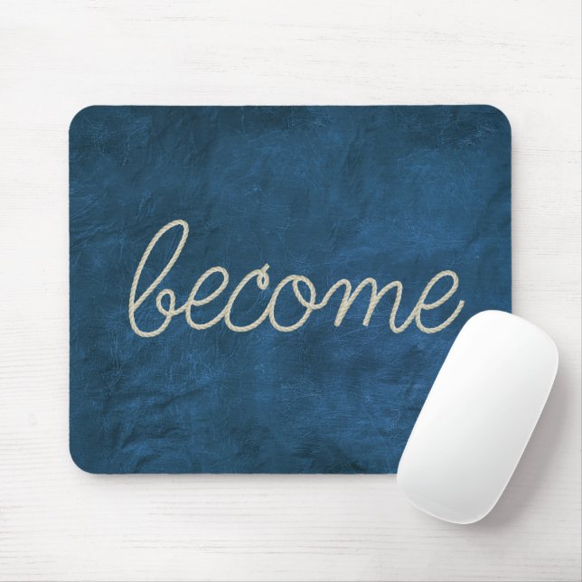 Mousepad "TORNAR-SE" Texto de Corda em Couro Azul (Com mouse)