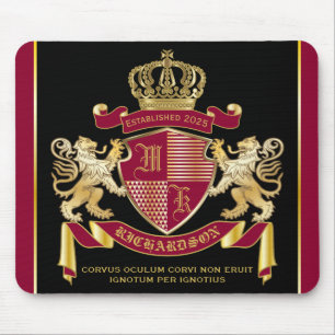Mousepad Torne o seu Casaco de armas emblema de leão Dourad