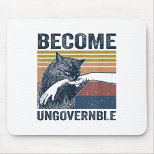 Mousepad Torne-se ingovernável - Gato Negro Mordendo Mão En