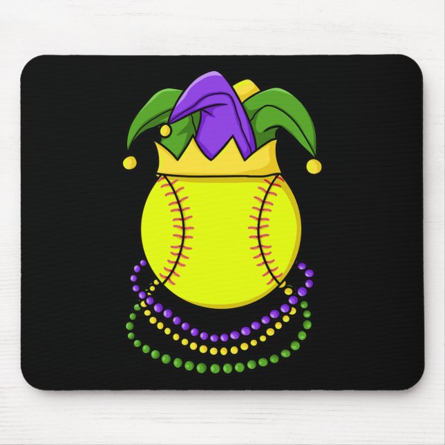 Mousepad Torneio de Softbol com Tema de Carnaval Mardi Gras (Frente)