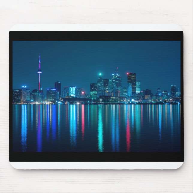 Mousepad Toronto Canadá Linha da Noite sobre a Água Colorid (Frente)