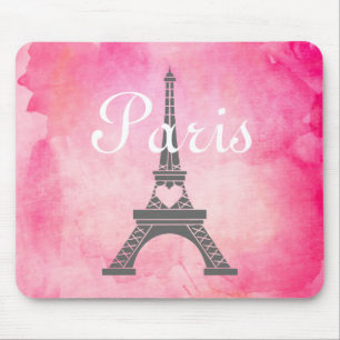 Mousepad Torre Eiffel cor-de-rosa feminino francesa de