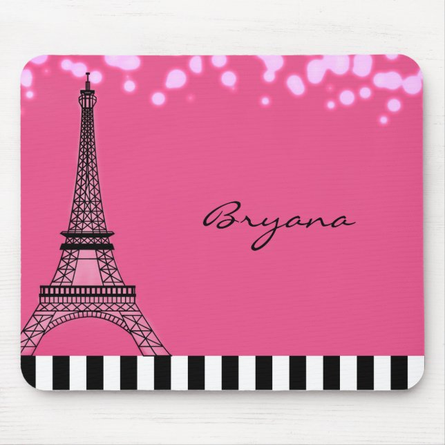 Mousepad Torre Eiffel de Paris Poodle Rosa Meninas Mouse Pa (Frente)