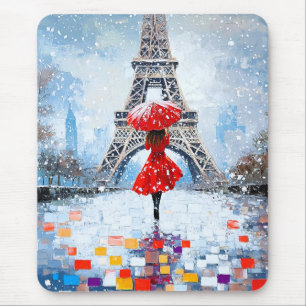 Mousepad Torre Eiffel de Paris Romance de Inverno Guarda-ch