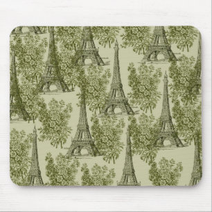 Mousepad Torre Eiffel de Paris Verde Floral