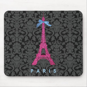 Mousepad Torre Eiffel do rosa quente no brilho do falso
